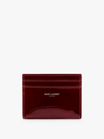 Saint Laurent Patent Leather Card Holder With Engraved Ogo On The Front