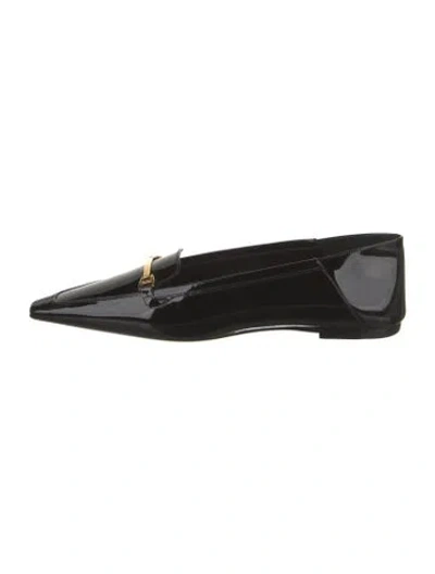 Pre-owned Saint Laurent Patent Leather Chain-link Accents Loafers In Black