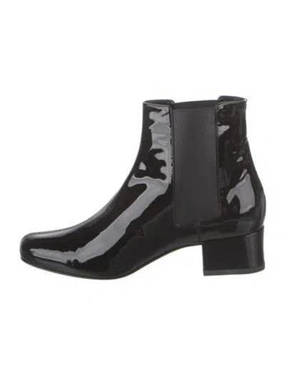 Pre-owned Saint Laurent Patent Leather Chelsea Boots In Black