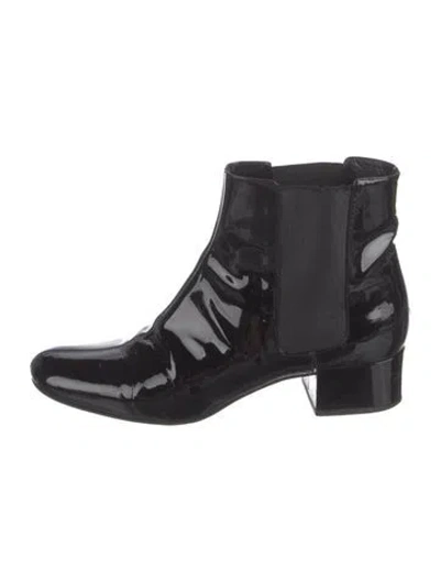 Pre-owned Saint Laurent Patent Leather Chelsea Boots In Black
