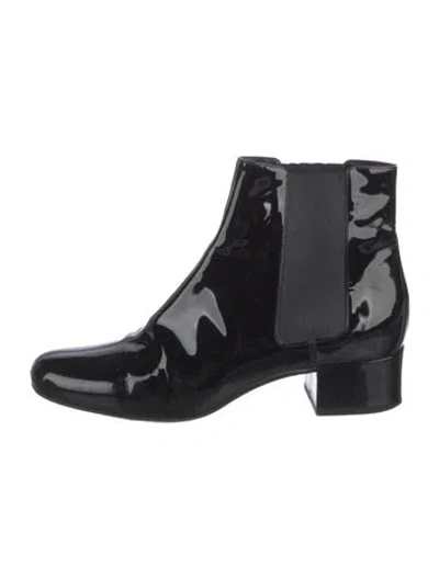 Pre-owned Saint Laurent Patent Leather Chelsea Boots In Black