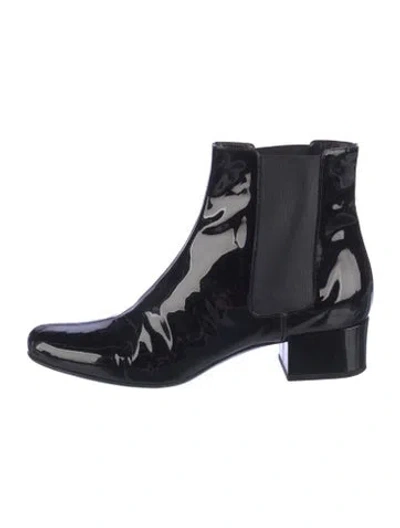 Pre-owned Saint Laurent Patent Leather Chelsea Boots In Black