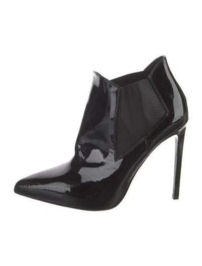 Pre-owned Saint Laurent Patent Leather Chelsea Boots In Black