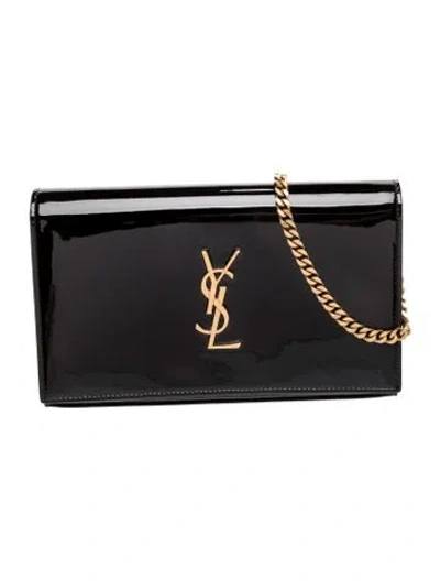 Pre-owned Saint Laurent Patent Leather Clutch In Black
