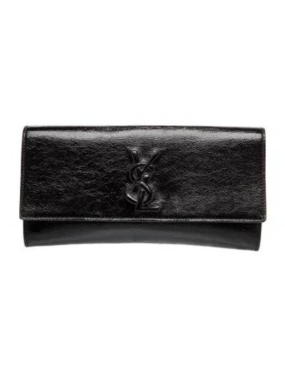 Pre-owned Saint Laurent Patent Leather Clutch In Black