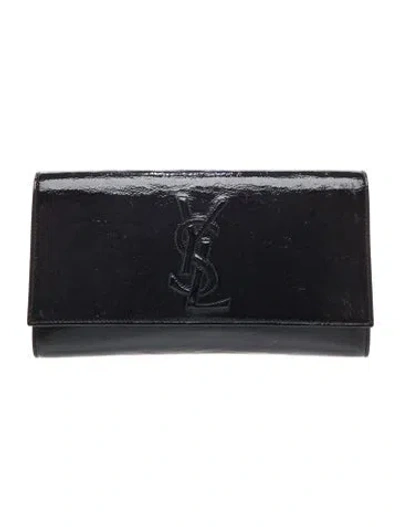 Pre-owned Saint Laurent Patent Leather Clutch In Blue