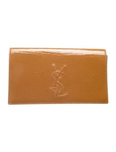 Pre-owned Saint Laurent Patent Leather Clutch In Brown