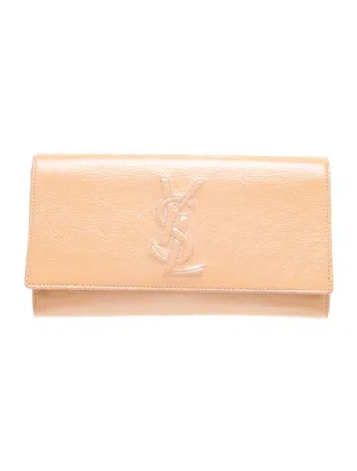 Pre-owned Saint Laurent Patent Leather Clutch In Brown