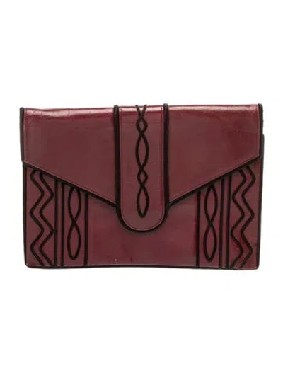 Pre-owned Saint Laurent Patent Leather Clutch In Burgundy