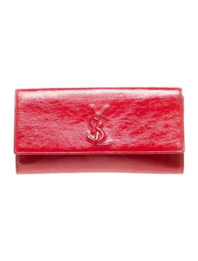 Pre-owned Saint Laurent Patent Leather Clutch In Red