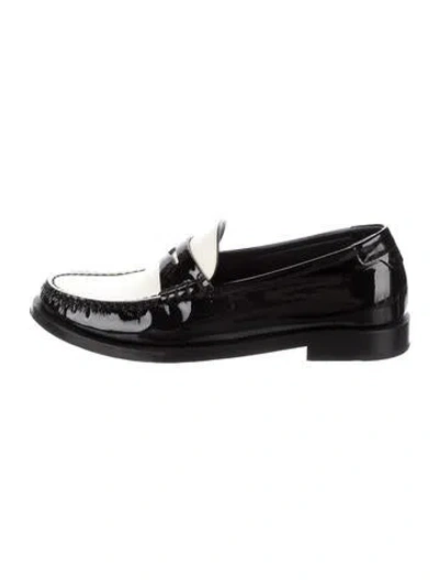 Pre-owned Saint Laurent Patent Leather Colorblock Pattern Loafers In Black