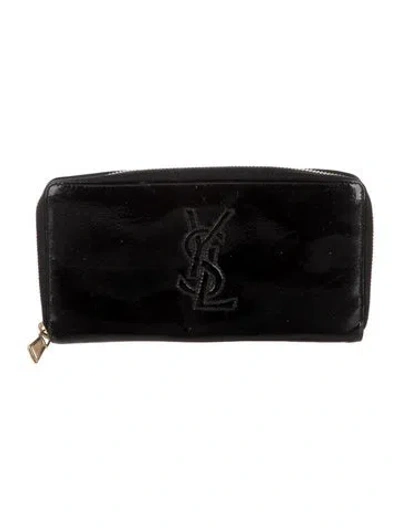 Pre-owned Saint Laurent Patent Leather Continental Wallet In Black