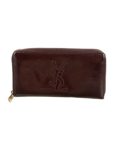 Pre-owned Saint Laurent Patent Leather Continental Wallet In Burgundy