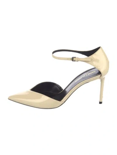 Pre-owned Saint Laurent Patent Leather D'orsay Pumps In Neutral
