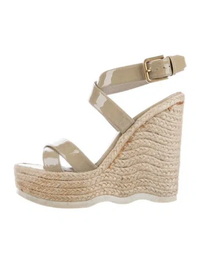 Pre-owned Saint Laurent Patent Leather Espadrilles In Neutral