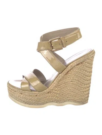 Pre-owned Saint Laurent Patent Leather Espadrilles In Neutral