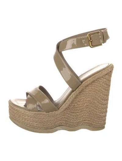 Pre-owned Saint Laurent Patent Leather Espadrilles In Neutrals