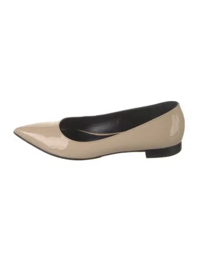Pre-owned Saint Laurent Patent Leather Flats In Neutrals