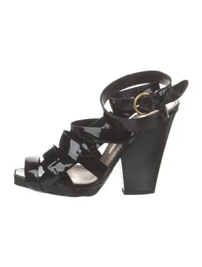 Pre-owned Saint Laurent Patent Leather Gladiator Sandals In Black