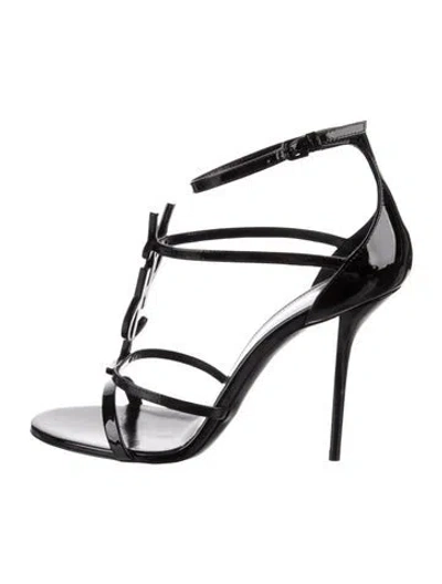 Pre-owned Saint Laurent Patent Leather Gladiator Sandals In Black