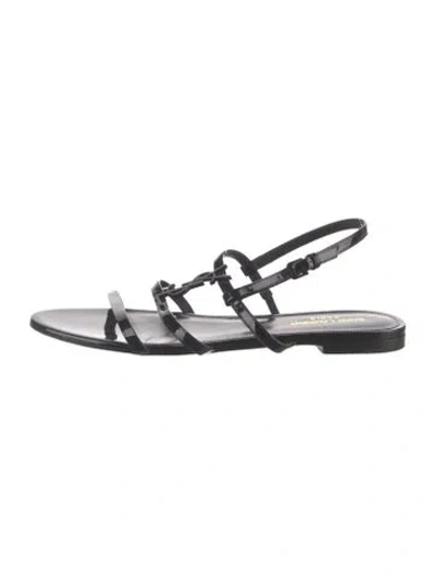 Pre-owned Saint Laurent Patent Leather Gladiator Sandals In Black