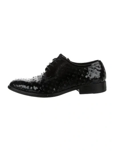 Pre-owned Saint Laurent Patent Leather Graphic Print Oxfords In Black
