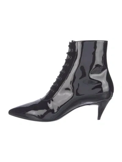 Pre-owned Saint Laurent Patent Leather Lace-up Boots In Multicolor