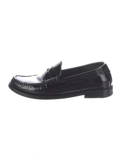 Pre-owned Saint Laurent Patent Leather Loafers In Black