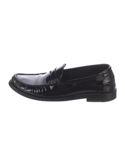 Pre-owned Saint Laurent Patent Leather Loafers In Black
