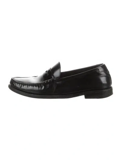 Pre-owned Saint Laurent Patent Leather Loafers In Black