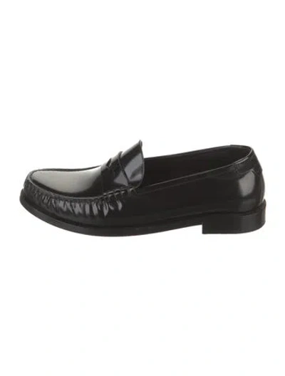 Pre-owned Saint Laurent Patent Leather Loafers In Black