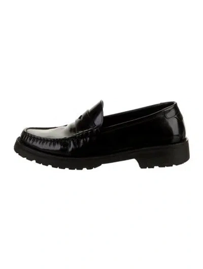 Pre-owned Saint Laurent Patent Leather Loafers In Black