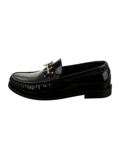 Pre-owned Saint Laurent Patent Leather Loafers In Black