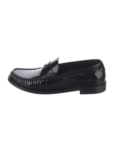 Pre-owned Saint Laurent Patent Leather Loafers In Black