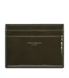 Saint Laurent Patent Leather Logo Card Holder In Green