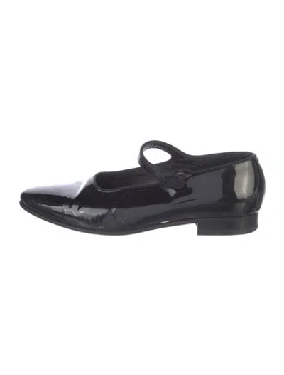 Pre-owned Saint Laurent Patent Leather Mary Jane Flats In Black