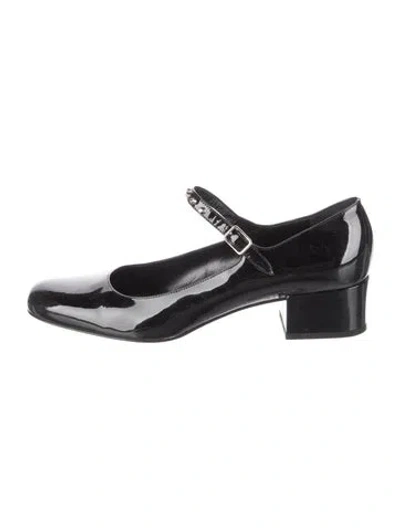 Pre-owned Saint Laurent Patent Leather Mary Jane Flats In Black