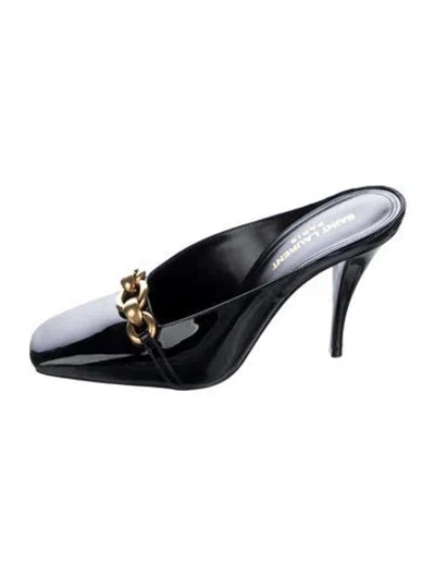Pre-owned Saint Laurent Patent Leather Mules In Black