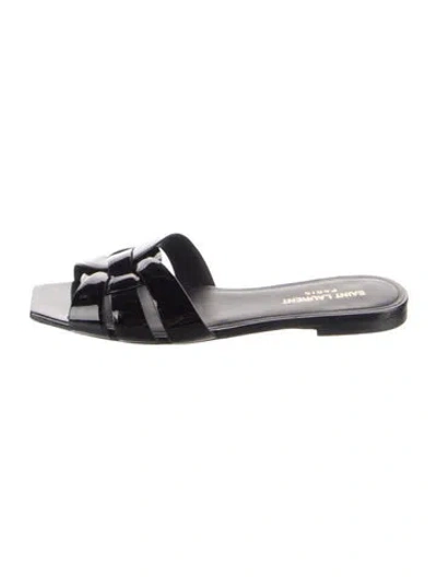 Pre-owned Saint Laurent Patent Leather Mules In Black