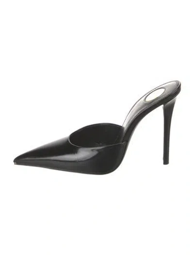Pre-owned Saint Laurent Patent Leather Mules In Black