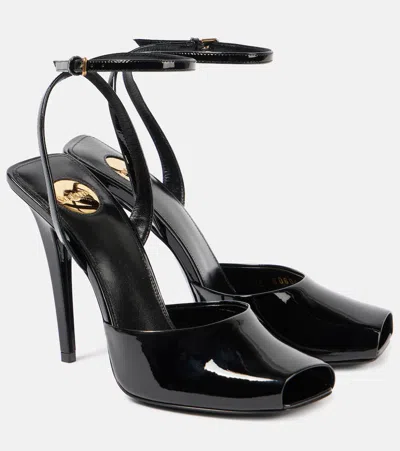 Saint Laurent La Scandale 110 Patent Leather Sandals In Black
