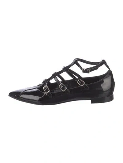 Pre-owned Saint Laurent Patent Leather Oxfords In Black