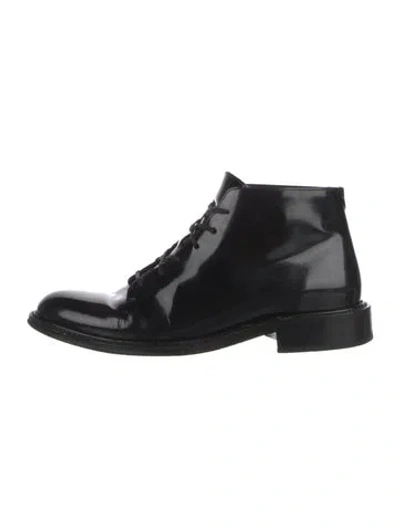 Pre-owned Saint Laurent Patent Leather Oxfords In Black