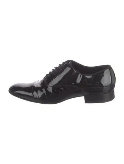 Pre-owned Saint Laurent Patent Leather Oxfords In Black