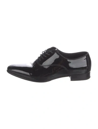 Pre-owned Saint Laurent Patent Leather Oxfords In Black