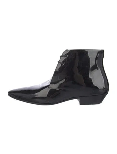 Pre-owned Saint Laurent Patent Leather Oxfords In Black