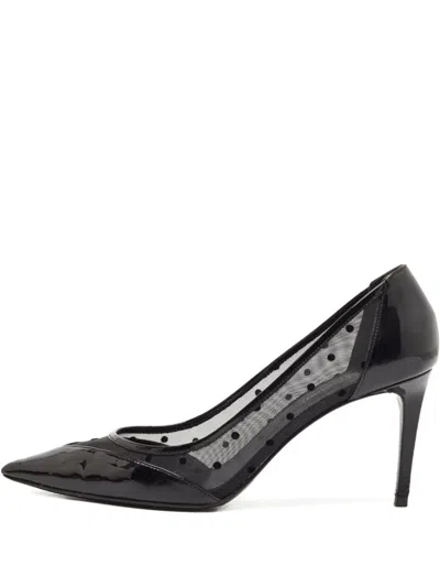 Pre-owned Saint Laurent Patent Leather Polka-dot Mesh Pumps