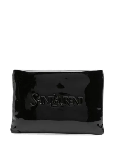 Saint Laurent Patent Leather Pouch In Black