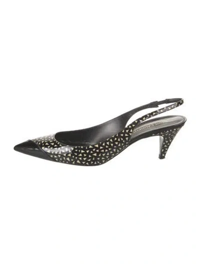 Pre-owned Saint Laurent Patent Leather Printed Slingback Pumps In Black