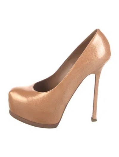 Pre-owned Saint Laurent Patent Leather Pumps In Neutrals